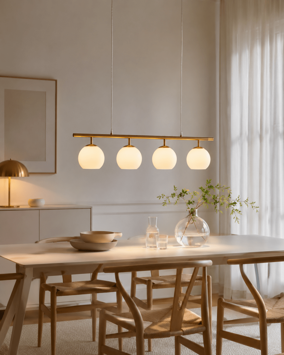 Globi 4 78cm Harjattu messinki/valkoinen kattovalaisin valmistajalta Nordic Lighting - Globi 4 on elegantti kattovalaisin, joka yhdist&auml;&auml; klassisen muotoilun tyylikk&auml;isiin muotoihin.