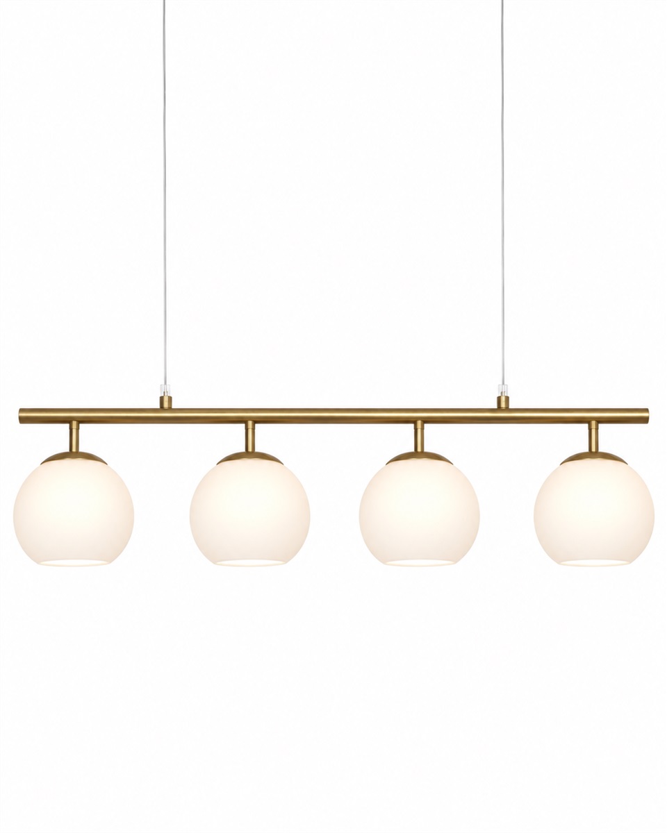 Globi 4 78cm Harjattu messinki/valkoinen kattovalaisin valmistajalta Nordic Lighting - Globi 4 on elegantti kattovalaisin, joka yhdist&auml;&auml; klassisen muotoilun tyylikk&auml;isiin muotoihin.