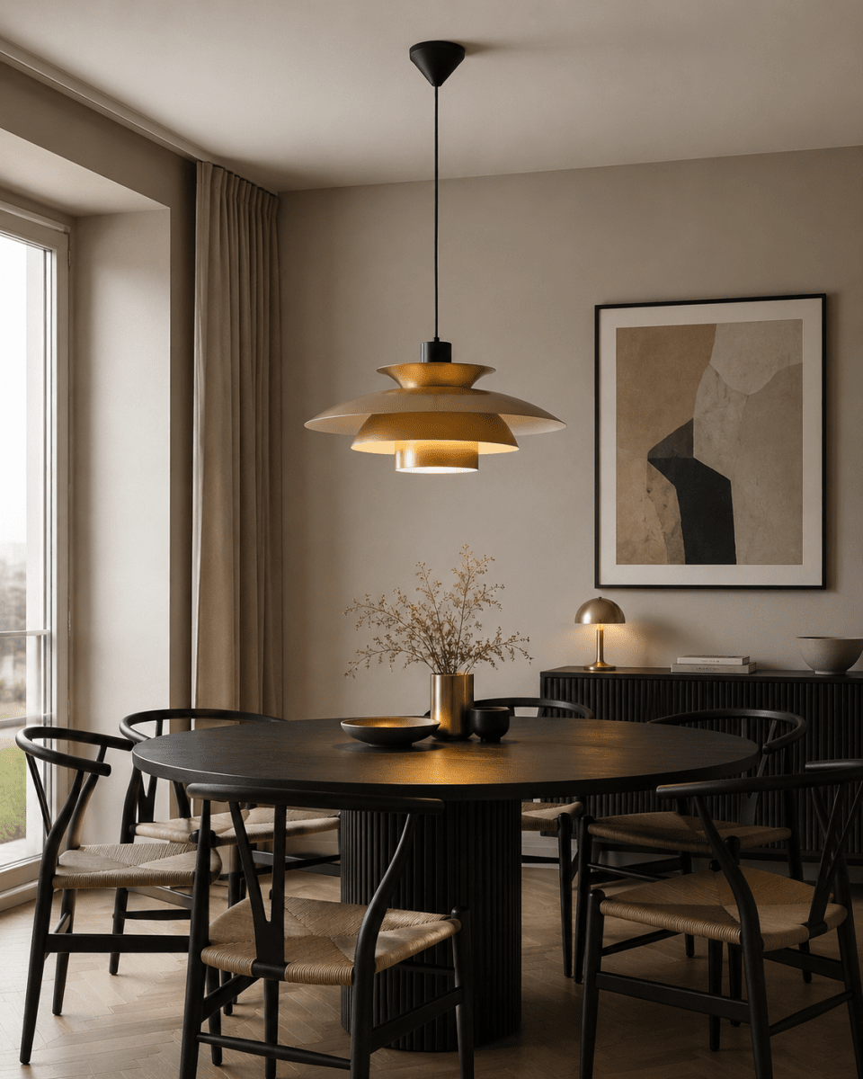 Stealth 2 Ø50 Kulta kattovalaisin valmistajalta Nordic Lighting - Se on valmistettu kultaisesta metallista, ja sen ilme on elegantti ja harmoninen.