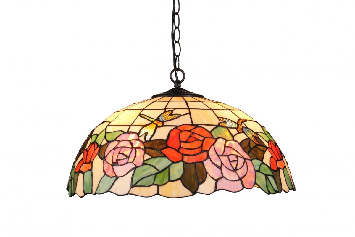 Rosor Ø50 Monivärinen valmistajalta Norrsken Design - Roses on klassinen Tiffany-valaisin, jossa on kaunis muotoilu, jossa on erivärisiä kukkia ja käärmeitä.