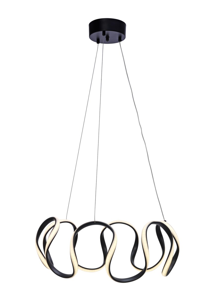 Wave Ø55 Musta kattovalaisin valmistajalta Cottex - Metallista ja silikonista valmistettu Wave-riipus on moderni ja ainutlaatuinen valaisin, jossa on tyylikäs, aaltomainen muotoilu.