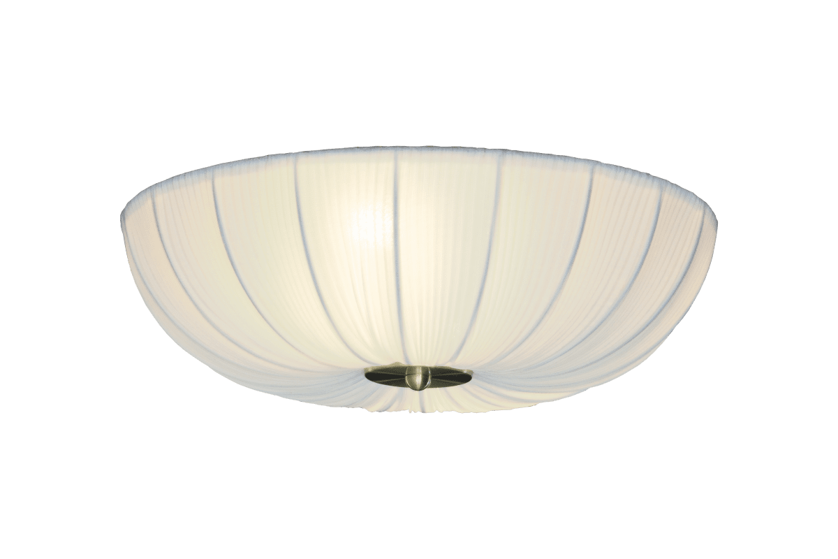 Lady Ø45 Valkoinen plafondi valmistajalta Aneta Lighting - Kevyen tekstiilin ja messinkidetailien yhdistelm&auml; antaa lampulle tyylikk&auml;&auml;n ja ajattoman ilmeen.