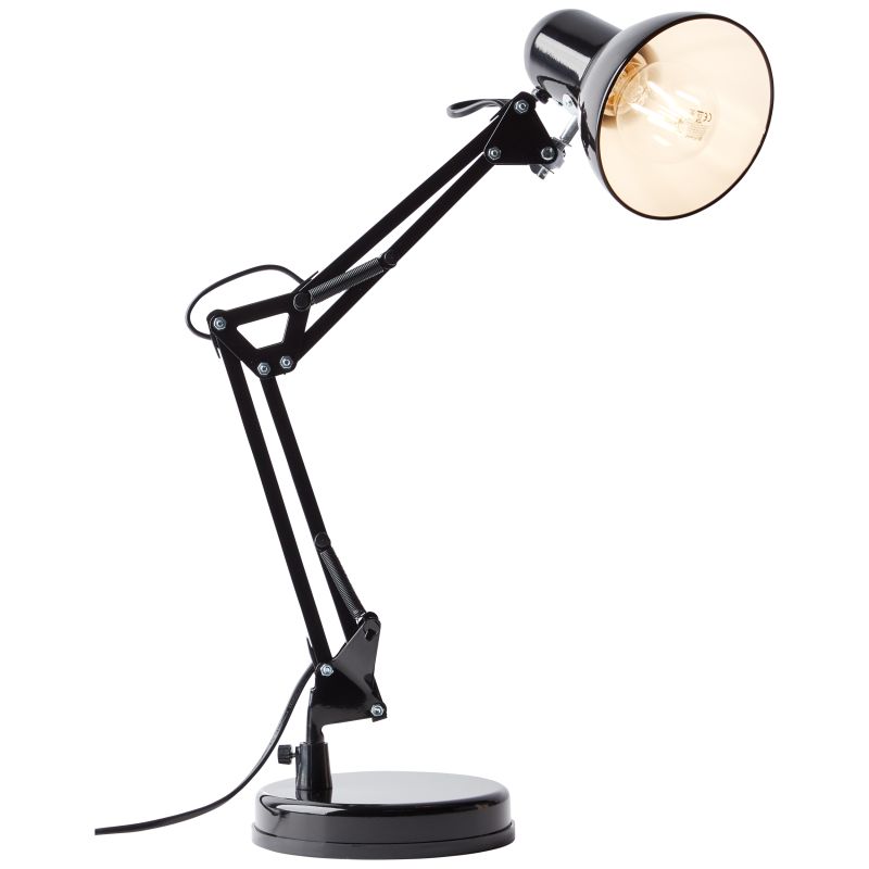 Henry 50cm Musta työpöytävalaisin valmistajalta Brilliant - Henry on varustettu k&auml;yt&auml;nn&ouml;llisell&auml; s&auml;&auml;dett&auml;v&auml;ll&auml; lamppup&auml;&auml;ll&auml; ja kulmikkailla nivelill&auml;, joiden avulla valoa on helppo suunnata tarpeen mukaan.