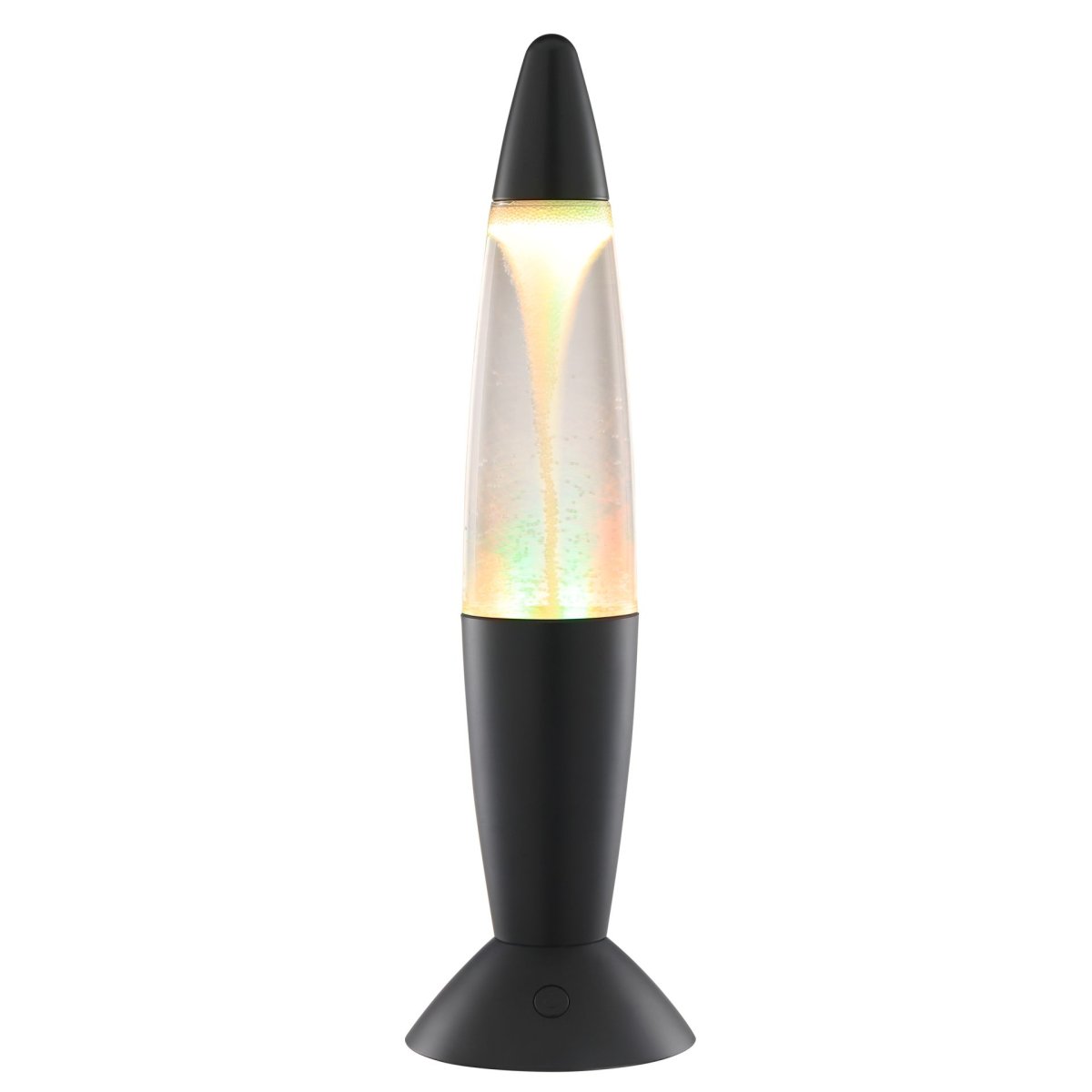 Stormlight 36cm Musta lasten valaisin valmistajalta Brilliant - Mustassa lampussa on sisäänrakennettu RGB-LED-valaistus, joka vaihtaa eri värejä ja valaisee pyörteilevän efektin.