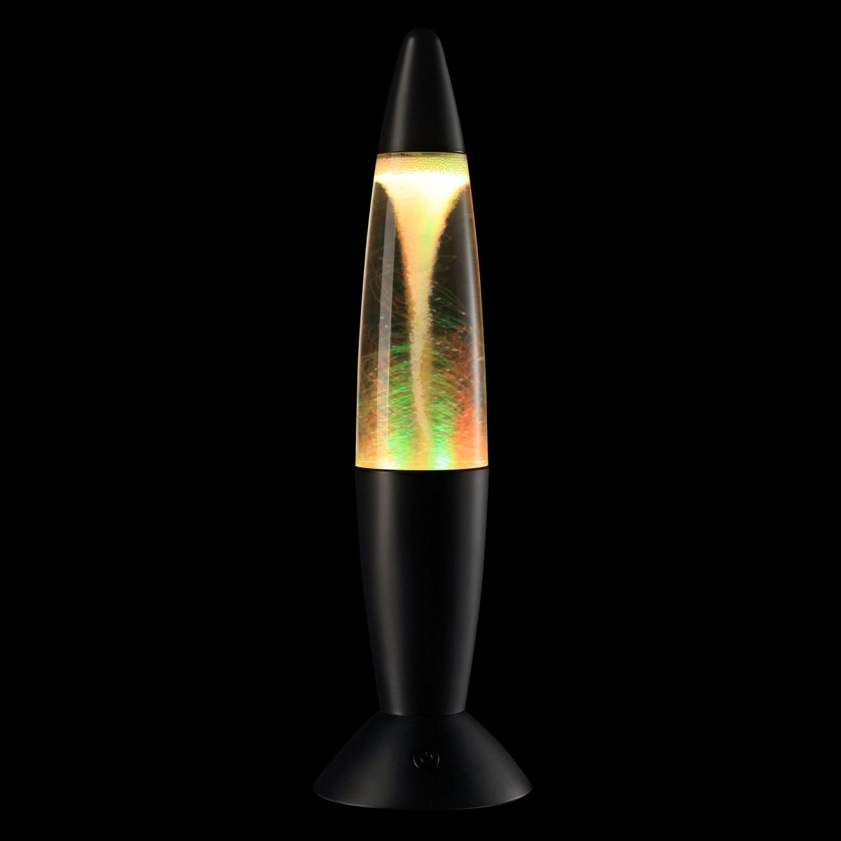 Stormlight 36cm Musta lasten valaisin valmistajalta Brilliant - Mustassa lampussa on sisäänrakennettu RGB-LED-valaistus, joka vaihtaa eri värejä ja valaisee pyörteilevän efektin.