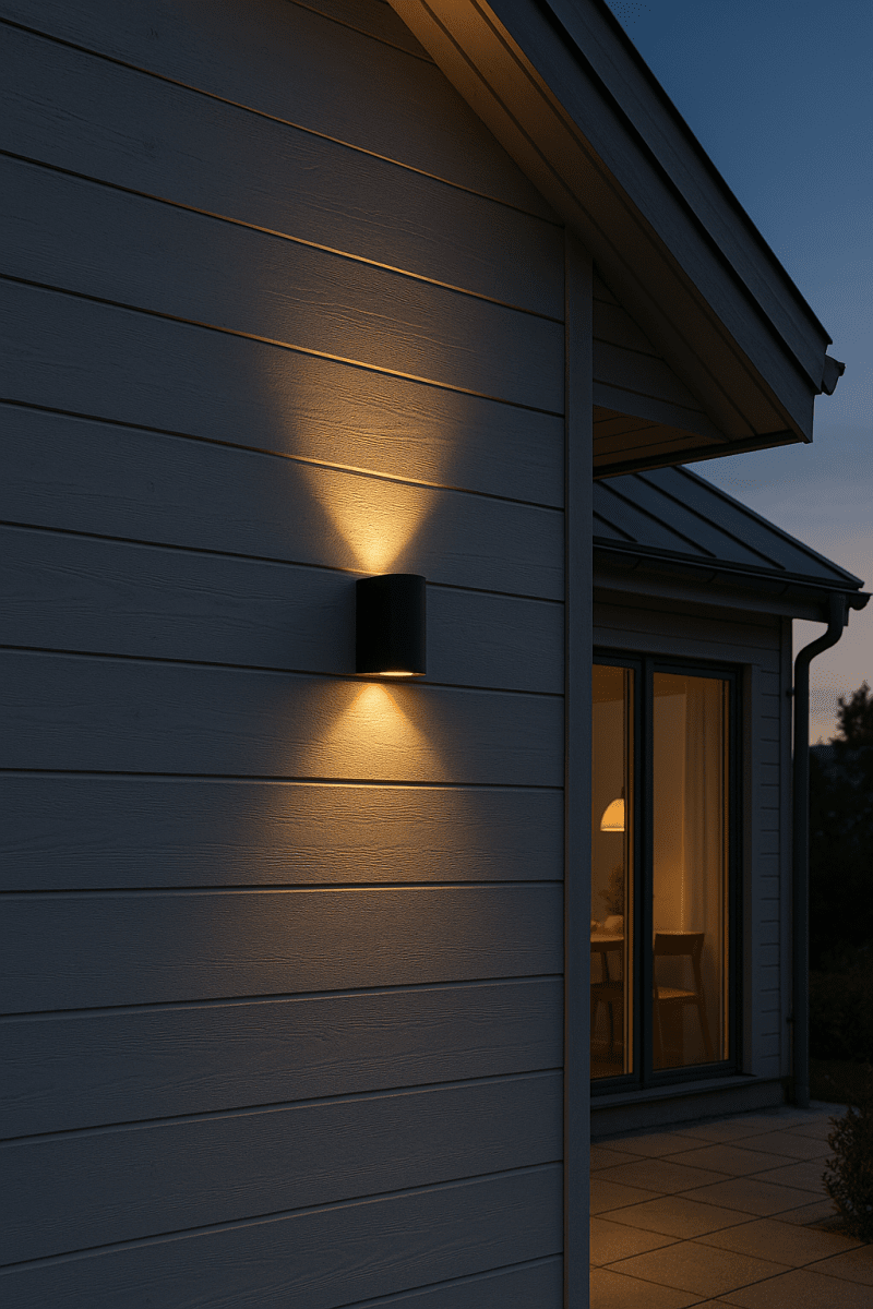 Tor duo Musta ulkovalo valmistajalta Lampan - Lampan lyser fint ner och upp p&aring; v&auml;ggen och skapar en h&auml;rlig atmosf&auml;r.