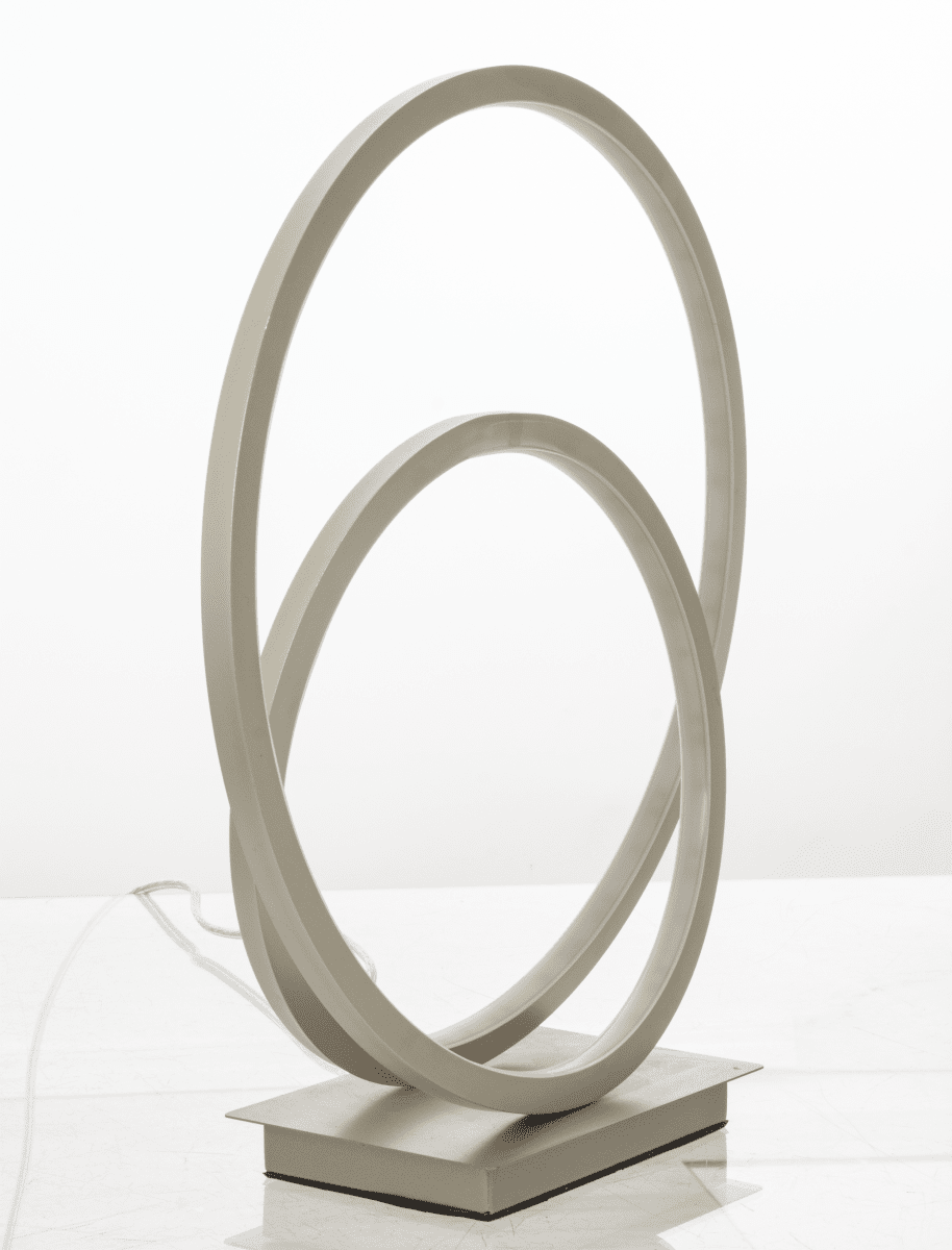Loop 37cm Teräs pöytävalaisin valmistajalta Aneta Lighting - Integroitu 14 W LED, joka voidaan himmentää 3-portaisella himmentimellä; lampun kantaa.