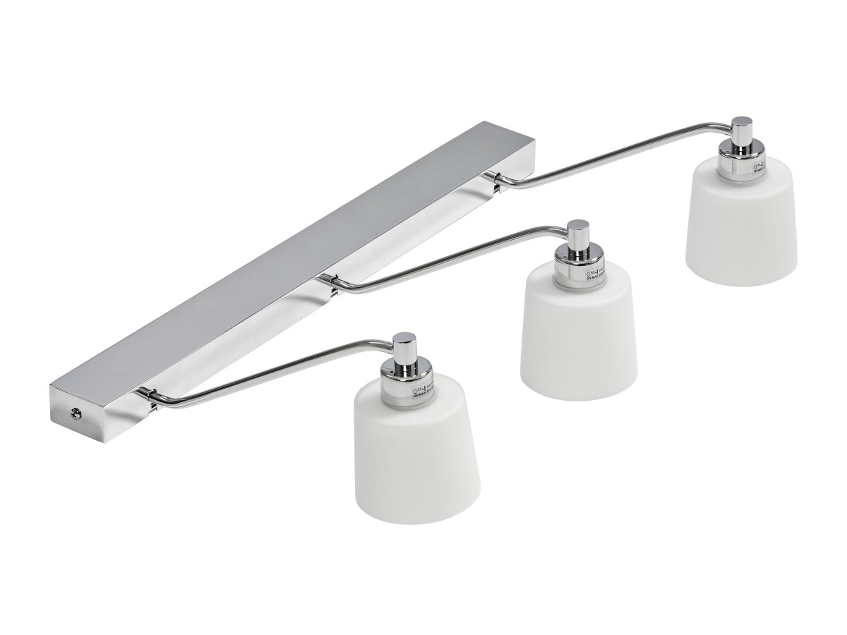 Tärnö 50cm Kromi kylpyhuoneen valaisin valmistajalta Armaturhantverk - Kromiviimeistely ja valkoiset linssit luovat tyylikkään yhdistelmän, joka levittää pehmeää ja miellyttävää valoa, joka sopii täydellisesti peilivalaistukseen.