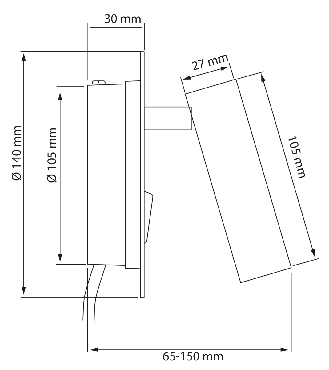 Ace Musta lukulamppu valmistajalta Aneta Lighting - Valot ovat p&auml;&auml;ll&auml;; ja sammuta lampun katkaisijalla, jokaisella on oma katkaisija.