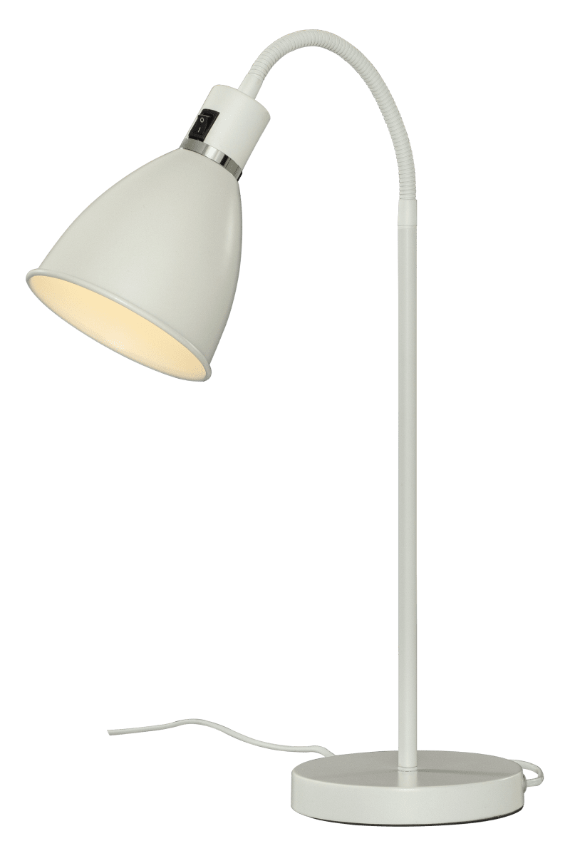Idre 52cm Valkoinen työpöytävalaisin valmistajalta Aneta Lighting - Idre-p&ouml;yt&auml;valaisimessa on klassinen muotoilu valkoiseksi lakattua metallia ja krominv&auml;rinen koristerengas.