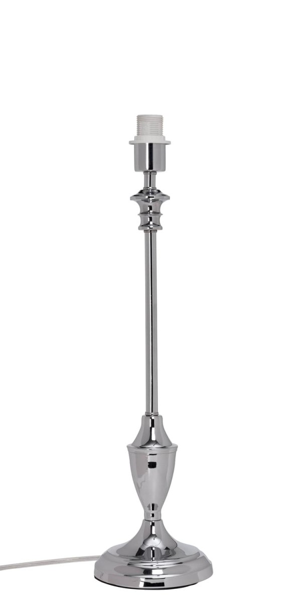 Lampfot 44cm Kromi lampunjalka valmistajalta Cottex - T&auml;ss&auml; elegantissa metallivalaisimen jalassa on tyylik&auml;s kromipinta, joka antaa sille modernin ja ajattoman ilmeen.