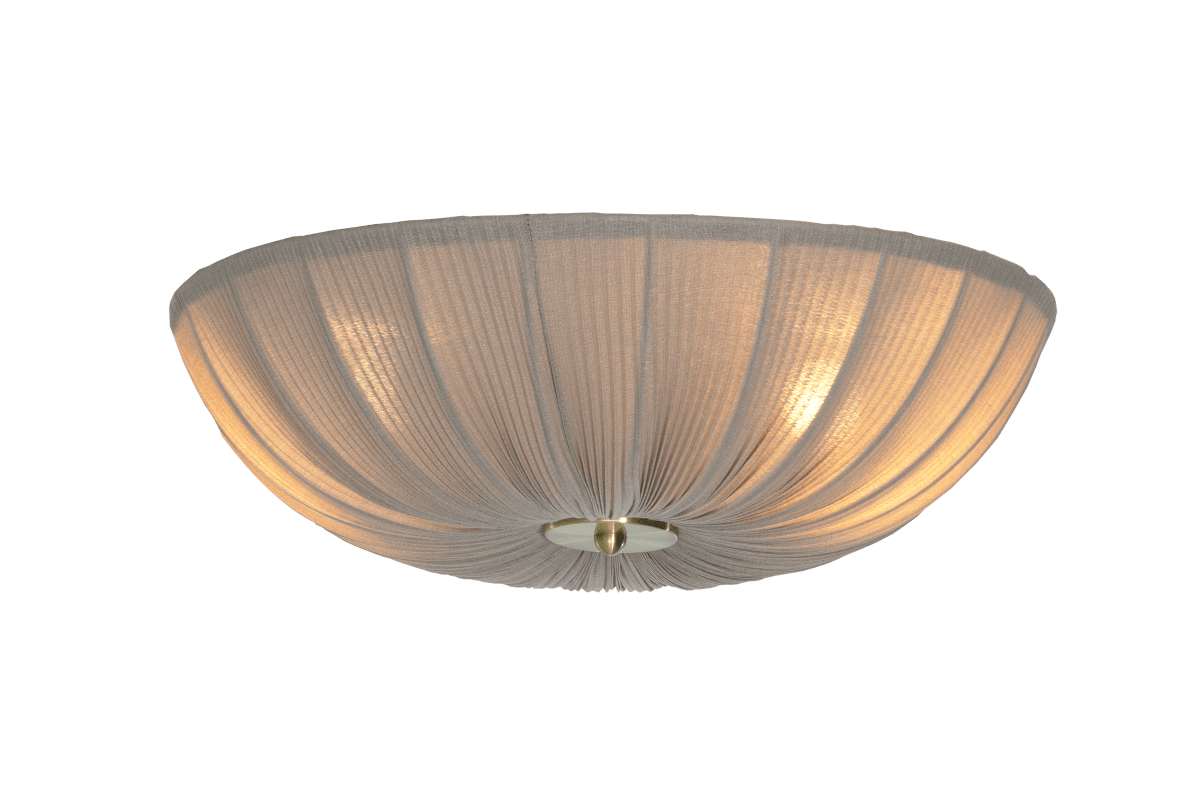 Lady Ø45 Harmaa plafondi valmistajalta Aneta Lighting - L&auml;mpim&auml;n vihre&auml;n tekstiilin ja messingist&auml; tehtyjen yksityiskohtien yhdistelm&auml; antaa lampulle tyylikk&auml;&auml;n ja ajattoman ilmeen.