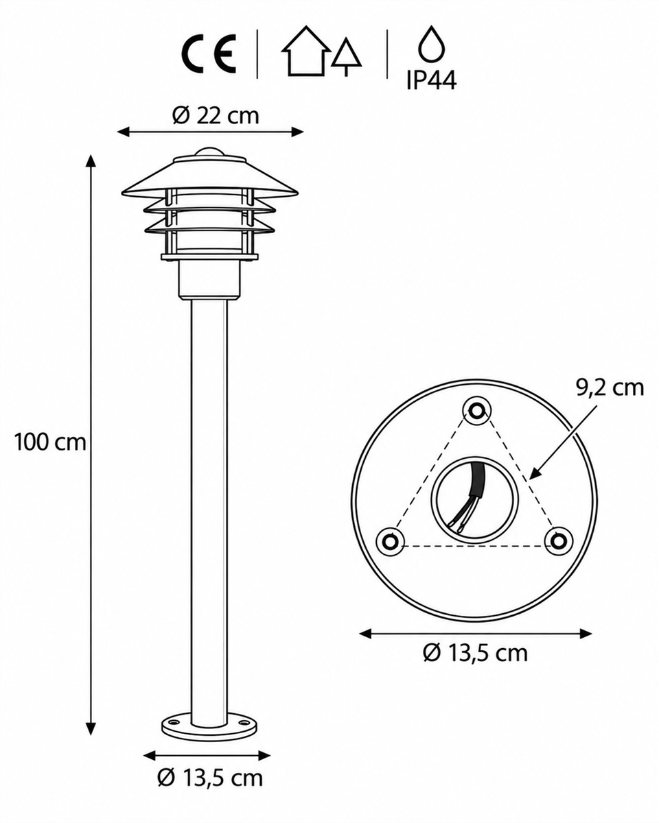 Ystad 100cm Musta pylväsvalaisimet valmistajalta Nordic Lighting - 